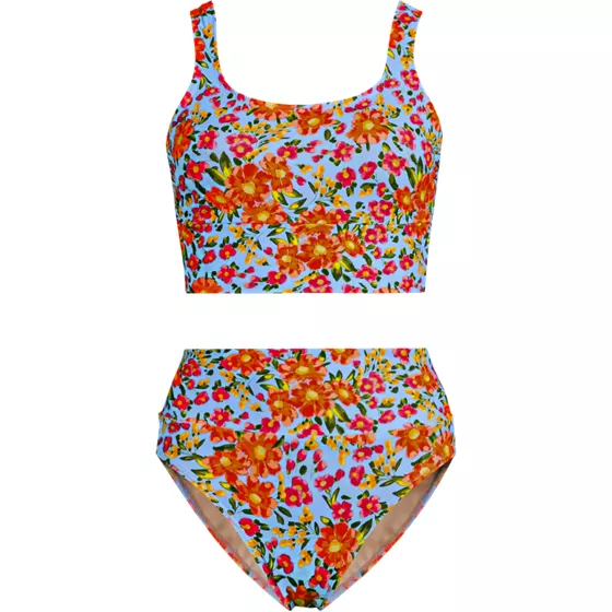 Women's Tugless Midkini Top and High Waisted Bottom Swimsuit Set - primary