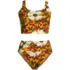 Women's Tugless Midkini Top and High Waisted Bottom Swimsuit Set, Front
