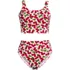 Women's Tugless Midkini Top and High Waisted Bottom Swimsuit Set, Front