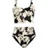 Women's Tugless Midkini Top and High Waisted Bottom Swimsuit Set, Front