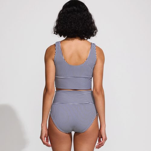 Women's Tugless Midkini Top and High Waisted Bottom Swimsuit Set, Back