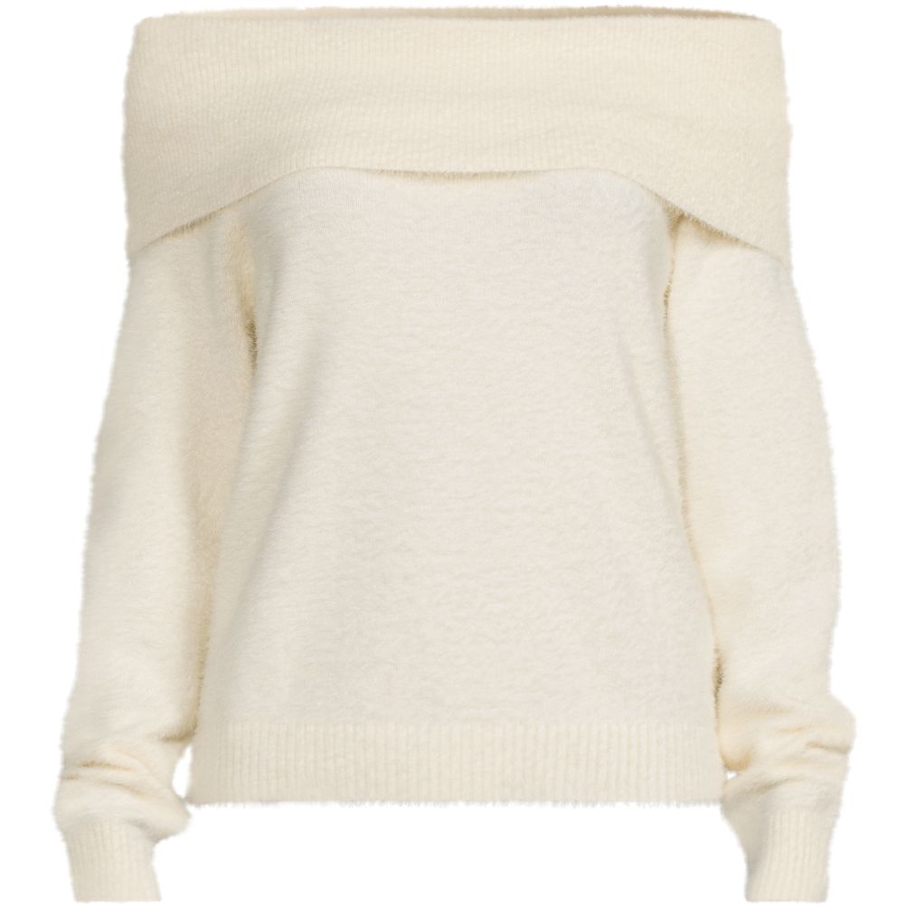 Women's Plus Size Eyelash Off Shoulder Sweater | Lands' End