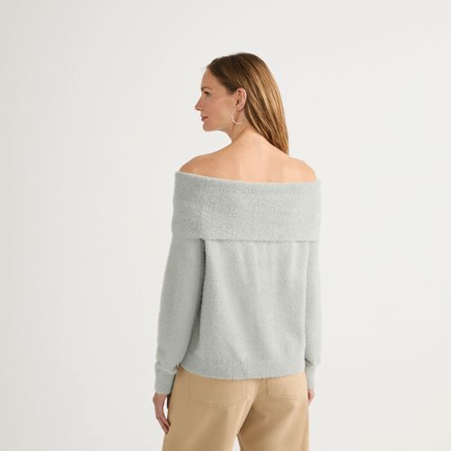 Women's Eyelash Off Shoulder Sweater - image 2