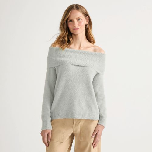 Women's Eyelash Off Shoulder Sweater - image 3