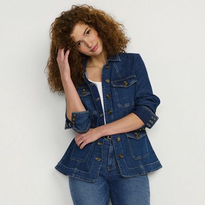 Women's Soft Denim Feminine Utility Jacket - primary