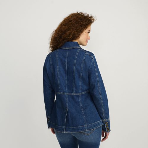  Lands' End Soft Denim Utility-jacke, Damen, Größe:48-50 Regular, Blau, Elasthan/baumwoll-mischung, By Lands' End 
