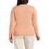 Women's Plus Size Fine Gauge Cotton Baby Cable Vneck Sweater, Back
