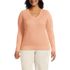 Women's Plus Size Fine Gauge Cotton Baby Cable Vneck Sweater, Front