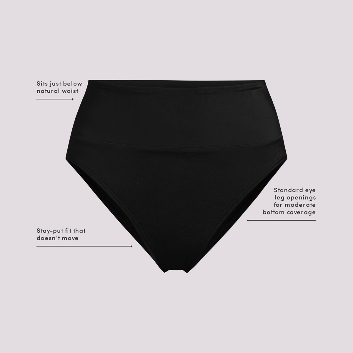 Women's Tugless High Waisted Bikini Bottoms