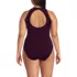 Women's Plus Size Tugless High Neck Portrait Back One Piece Swimsuit, Back