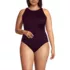 Women's Plus Size Tugless High Neck Portrait Back One Piece Swimsuit, Front