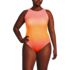 Women's Plus Size Tugless High Neck Portrait Back One Piece Swimsuit, Front