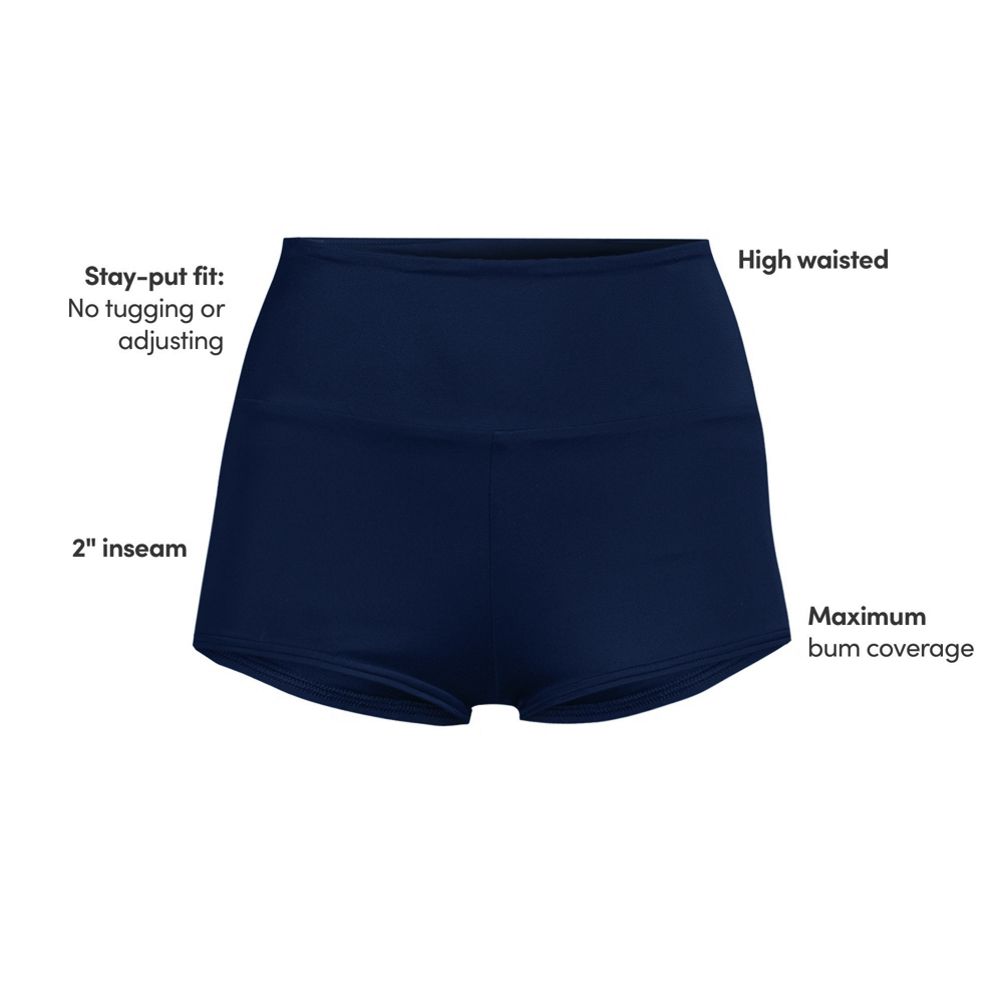 Women's Tugless High Waisted Swim Boy Shorts | Lands' End