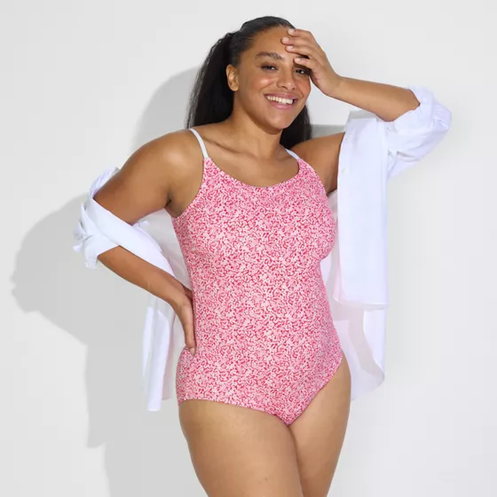 Women's Plus Size Tugless Thin Strap One Piece Swimsuit - primary