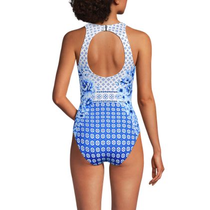 Women's Tugless High Neck Portrait Back One Piece Swimsuit - image 3