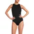 Women's Mastectomy Tugless High Neck Portrait Back One Piece Swimsuit, Front