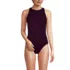 Women's Tugless High Neck Portrait Back One Piece Swimsuit, Front