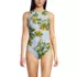 Women's Tugless High Neck Portrait Back One Piece Swimsuit, Front