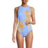 Women's Tugless High Neck Portrait Back One Piece Swimsuit, Front