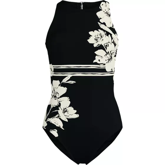 Women's Tugless High Neck Portrait Back One Piece Swimsuit - primary