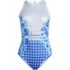 Women's Tugless High Neck Portrait Back One Piece Swimsuit, Front