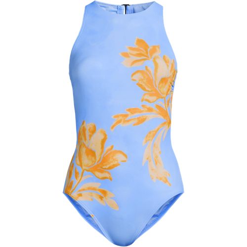 Women's Tugless High Neck Portrait Back One Piece Swimsuit