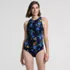 Women's Tugless High Neck Portrait Back One Piece Swimsuit, Front