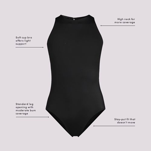 Women's Tugless High Neck Portrait Back One Piece Swimsuit, alternative image