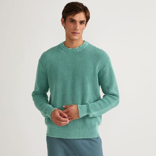  Lands' End Baumwoll-pullover Im Waffelstrick Drifter, Herren, Größe:52-54 Regular, Blau, Baumwolle, By Lands' End 