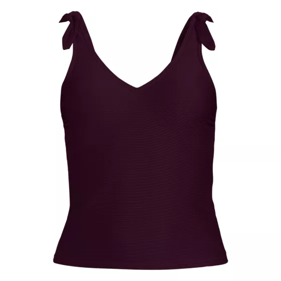 Women's Tie Shoulder Ribbed Flutter Tankini Top - primary
