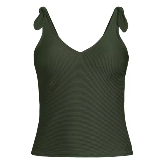 Women's Tie Shoulder Ribbed Flutter Tankini Top - primary