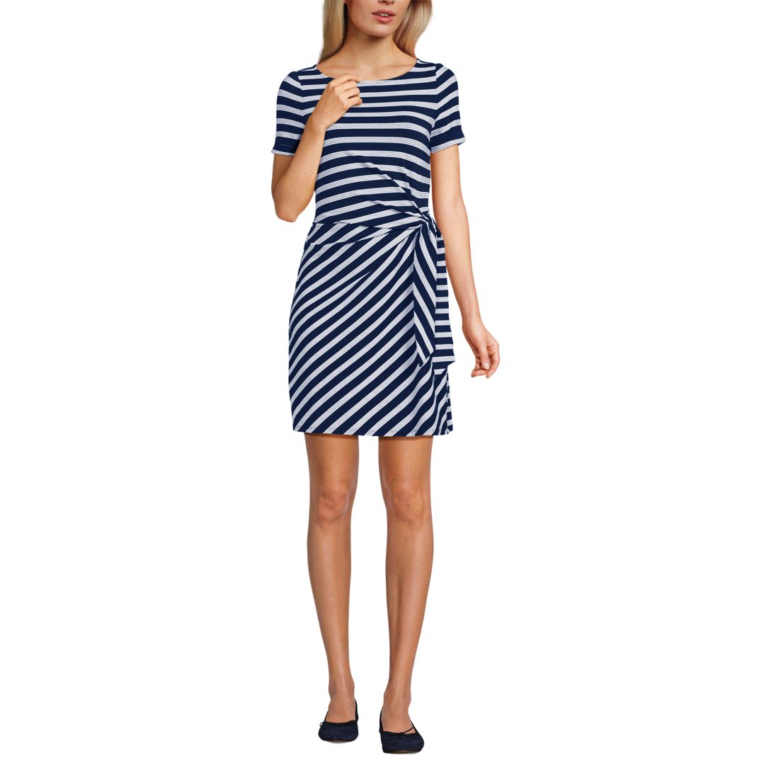 Women's Short Sleeve Cotton Modal Wrap Above the Knee Dress