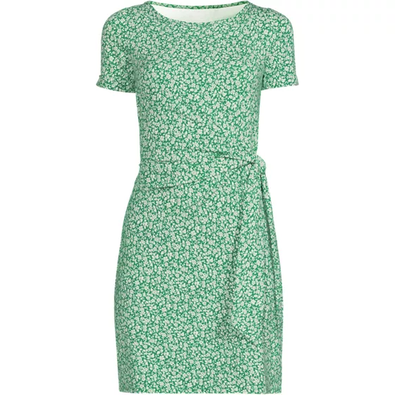 Women's Short Sleeve Cotton Modal Wrap Above the Knee Dress - primary