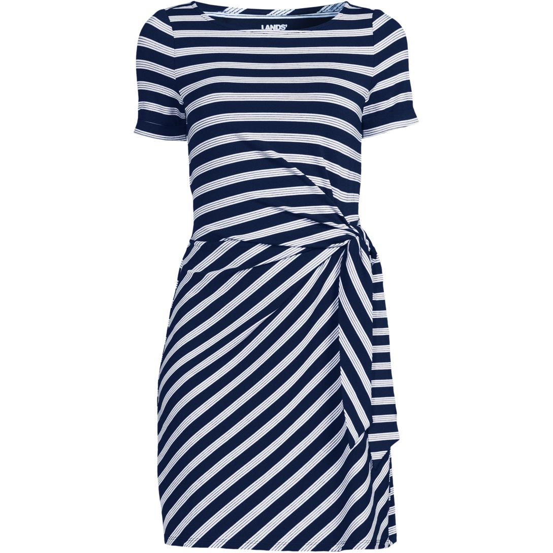 Women's Short Sleeve Cotton Modal Wrap Above the Knee Dress