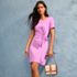 Women's Short Sleeve Cotton Modal Wrap Mini Dress, alternative image