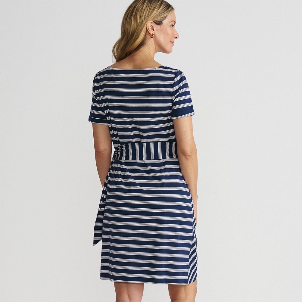 Women's Short Sleeve Cotton Modal Wrap Above the Knee Dress | Lands' End