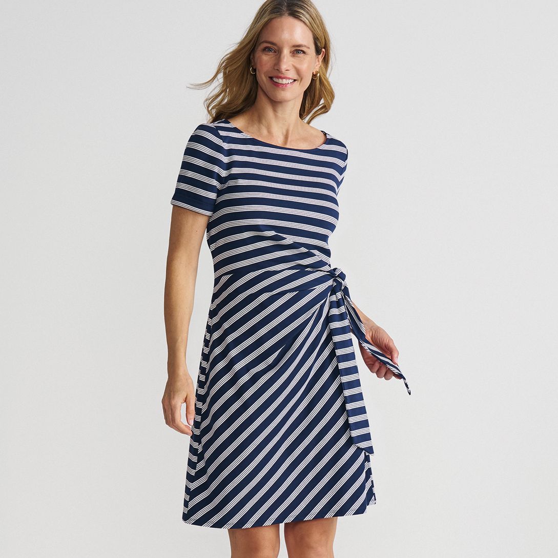 Women's Short Sleeve Cotton Modal Wrap Above the Knee Dress