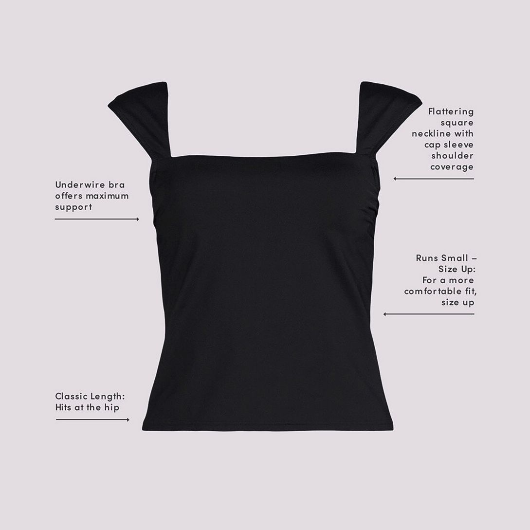 Womens Square Neck Underwire Square Back Tankini Swimsuit Top