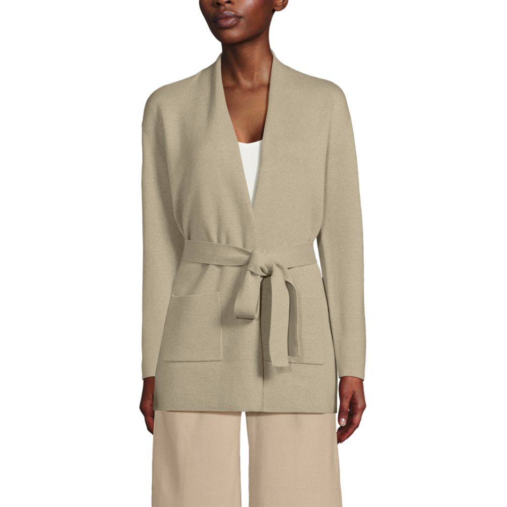 売れ筋商品|||ランズエンド ニット&セーター アウター レディース Women's Fine Gauge Milano Belted Long Line Cardigan Sweater Fresh ivory Women's Fine Gauge Milano Belted Long Line Cardigan Sweater