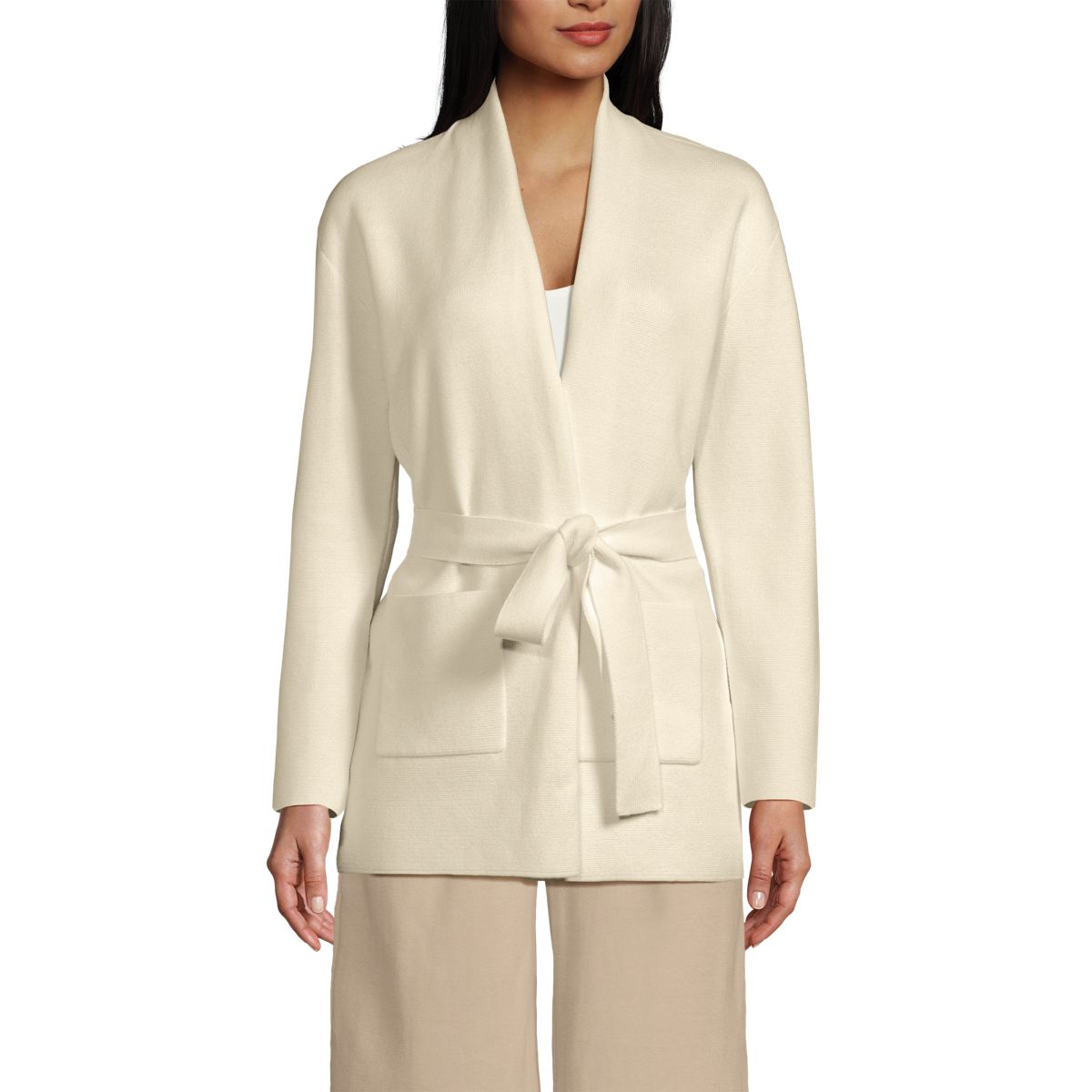 Women's Fine Gauge Milano Belted Long Line Cardigan Sweater