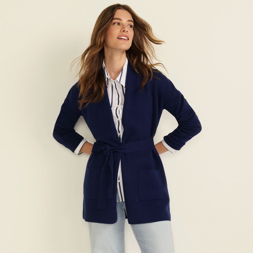 売れ筋商品|||ランズエンド ニット&セーター アウター レディース Women's Fine Gauge Milano Belted Long Line Cardigan Sweater Champagne heather Women's Fine Gauge Milano Belted Long Line Cardigan Sweater