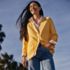 Women's Drifter Varsity Vneck Relaxed Cardigan Sweater, alternative image