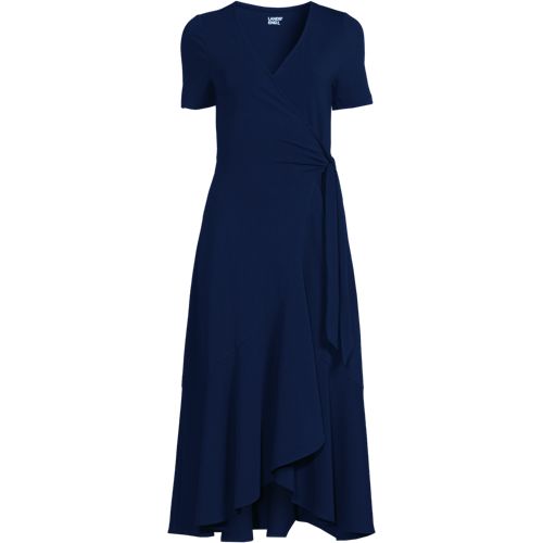Women's Cotton Modal Vneck Wrap Midi Dress