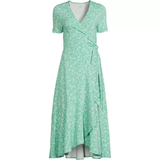 Women's Cotton Modal V-neck Wrap Midi Dress - primary