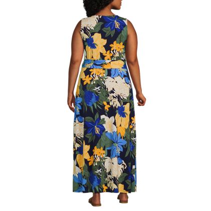 Women's Plus Size Cotton Modal Sleeveless Tie Waist Maxi Dress - image 2