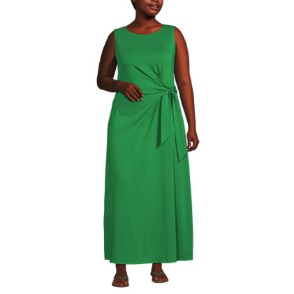 Women's Plus Size Cotton Modal Sleeveless Tie Waist Maxi Dress - image 1