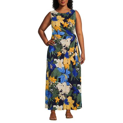 Women's Plus Size Cotton Modal Sleeveless Tie Waist Maxi Dress - image 1