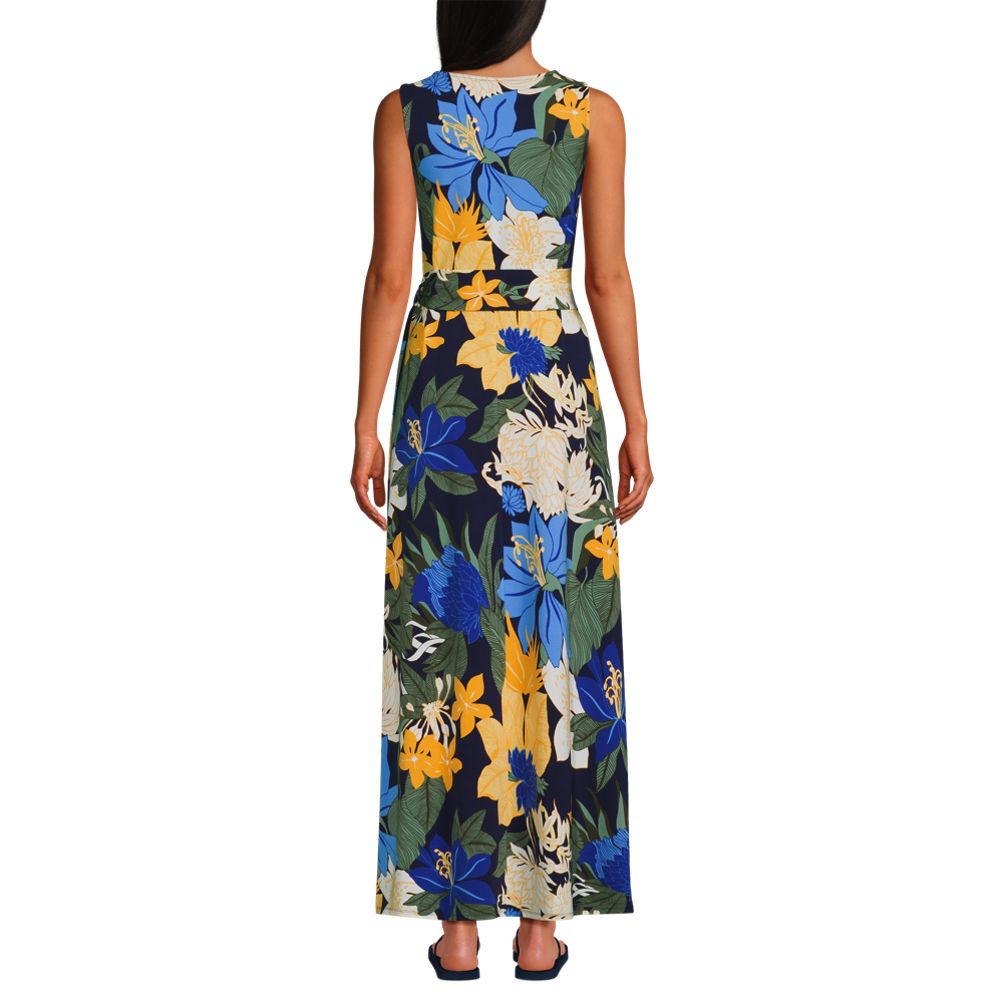 chinese dress ladies Buy Lands' End Women's Cotton Jersey Sleeveless Swim Cover-up Maxi Dress,  Black/White Ombre, Medium at Amazon.in main image 0