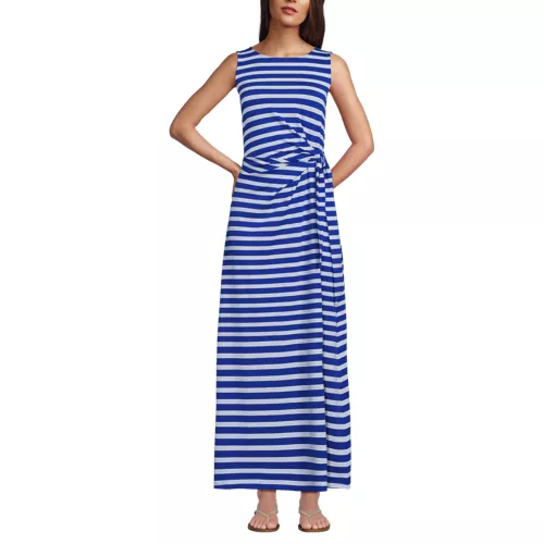 Women's Cotton Modal Sleeveless Tie Waist Maxi Dress, Front