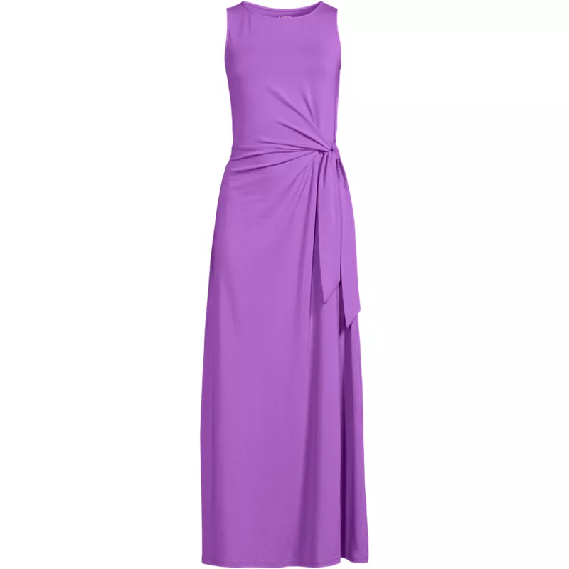 Women's Cotton Modal Sleeveless Tie Waist Maxi Dress, Front